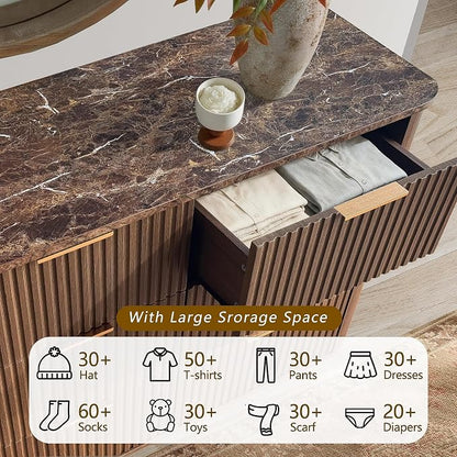 win2win 6 Drawer Dresser, Mid Century Modern Dresser - Image 5