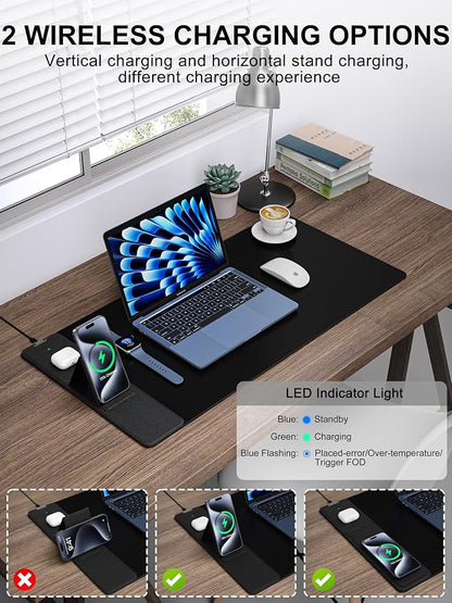 TopMade Mouse Pad with 15W Wireless Charging & Phone Holder, 31.5" x 15.75" XXL - Image 2