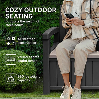 EconoHome 3 Seat Outdoor Storage Bench - Image 4