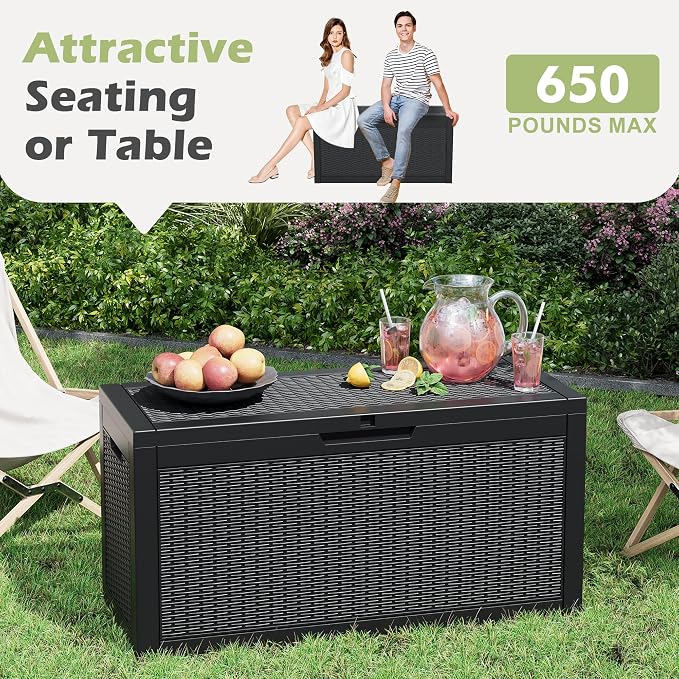 Outdoor Storage Box, 60 Gallon Outside Deck Box Waterproof, Resin Outdoor - Image 6