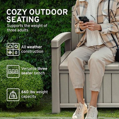 EconoHome 3 Seat Outdoor Storage Bench - Image 4