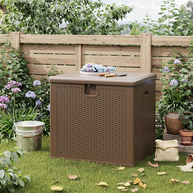 IDEALHOUSE 80 Gallon Resin Deck Box, Waterproof Outdoor Storage Box - Image 9