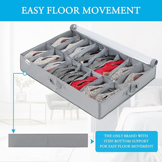 INAYA Under Bed Shoe Storage Organizer 2 Pack, Fits 32 Pairs, Large Underbed - Image 2