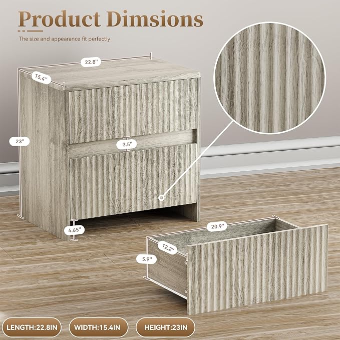 Fluted Nightstand, Modern Night Stand - Image 2