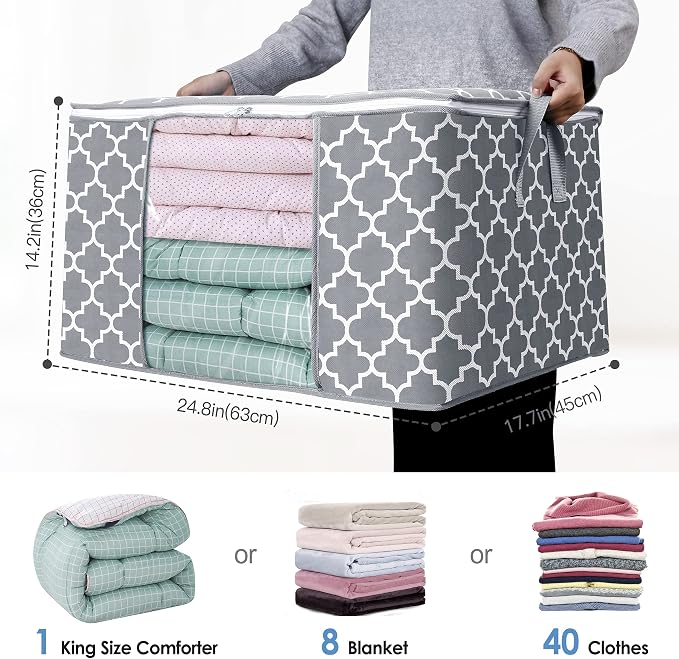 WISELIFE Storage Bags 100L 8-Pack Large Blanket Clothes Organization and - Image 2