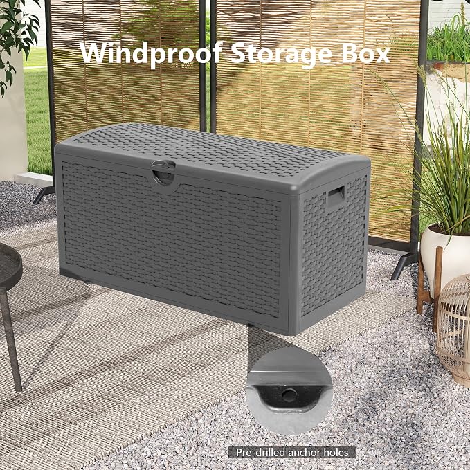 80 Plus Gallon Resin Deck Box, Waterproof Outdoor Storage Box - Image 7