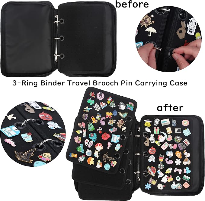 Enamel Pin Display Pages Pin Carrying Case, Pins Collection Storage Organizer - Image 3