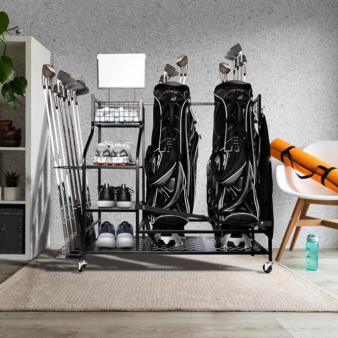 Heavy-Duty Golf Storage Rack for Garage – Holds 2 Golf Bags – Freestanding - Image 8