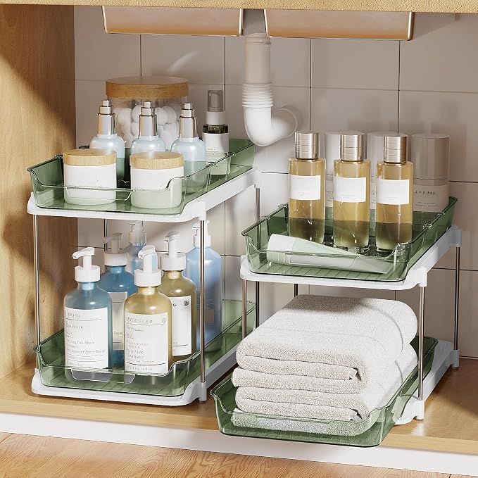 Delamu 2-Tier Multi-Purpose Bathroom Under Sink Organizers and Storage - Image 8