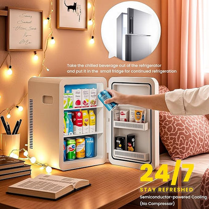 22L/30Cans Mini Fridge for Bedroom, 12v DC Portable Cooler & Warmer, Mini - Image 3