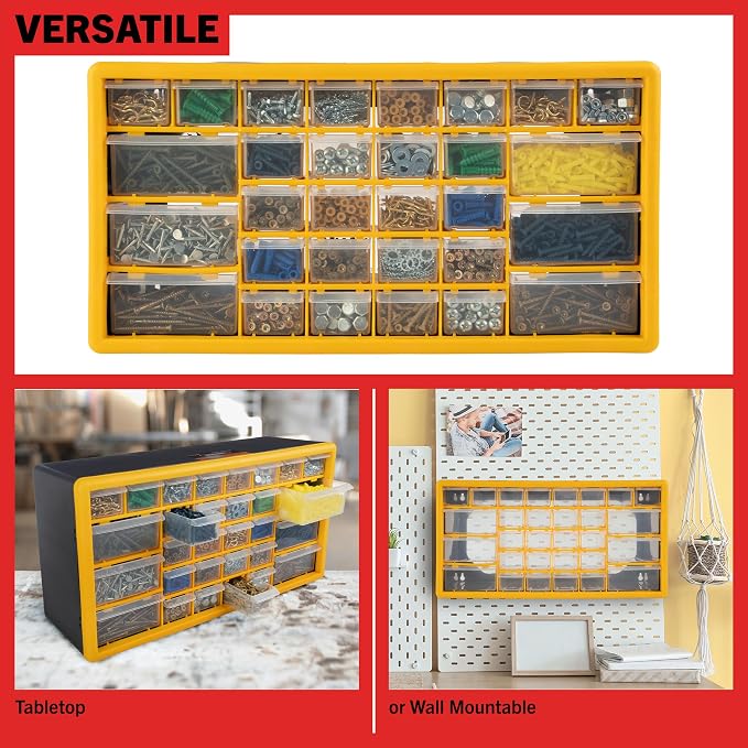 Stalwart 30-Drawer Plastic Small Parts Organizer, or Wall Storage Drawers - Image 4