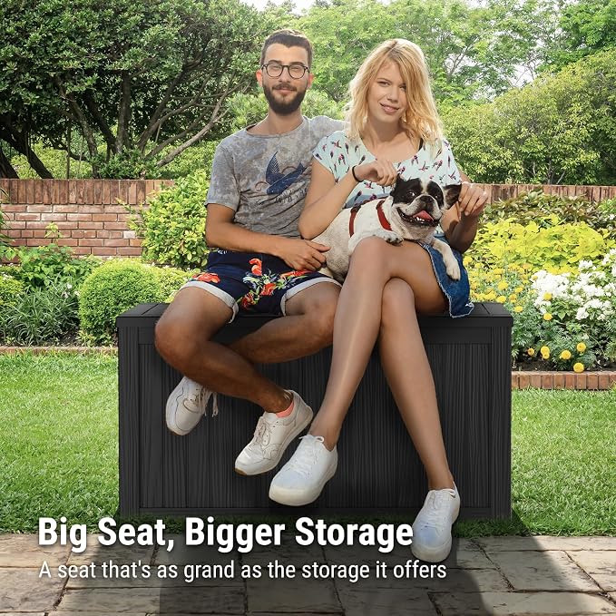 Mars Villa 150 Gallon Outdoor Storage Box, Large Resin Deck Box Waterproof - Image 3
