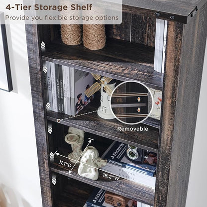RedLemon Bookcase with 2 File Drawers, 4 Tier Rustic Wood Bookshelf with Cabinet - Image 4