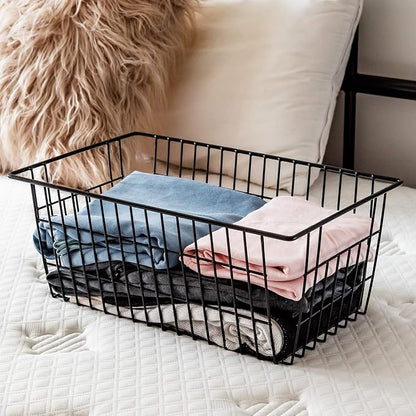 Wire Storage Basket Organizer Bins Farmhouse Metal Basket Pantry Large - Image 6