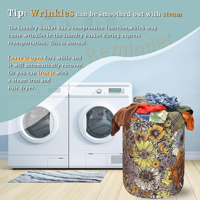 Retro Sunflower Flower Laundry Hamper - Image 6