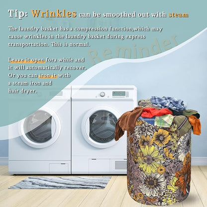 Retro Sunflower Flower Laundry Hamper - Image 6