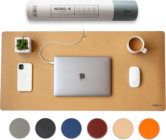 Nordik Leather Desk Mat Cable Organiser Premium Extended Mouse Mat by NordikByDesign