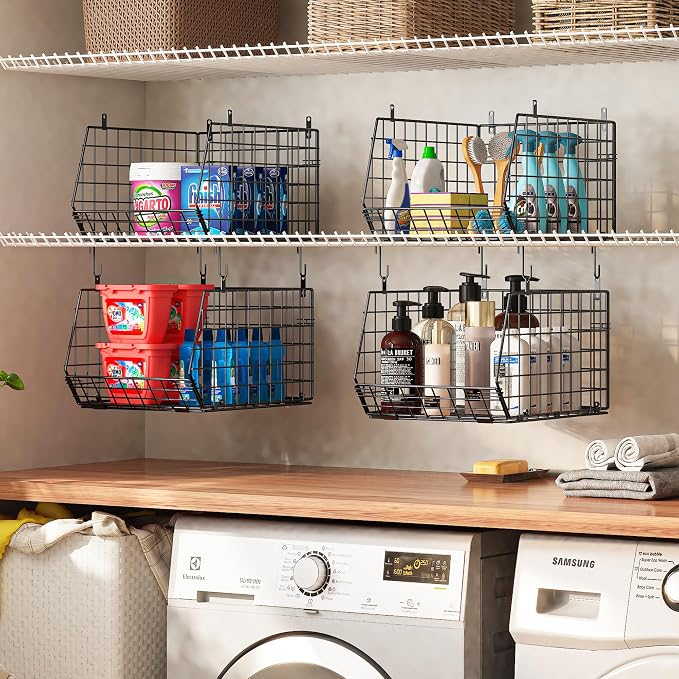 4" Extra Deeper Hanging Closet Organizers and Storage, 4 Tier Foldable Wire - Image 6