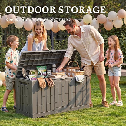 YITAHOME 60 Gallon Resin Deck Box, Weather Resistant Outdoor Rattan Storage Box - Image 5