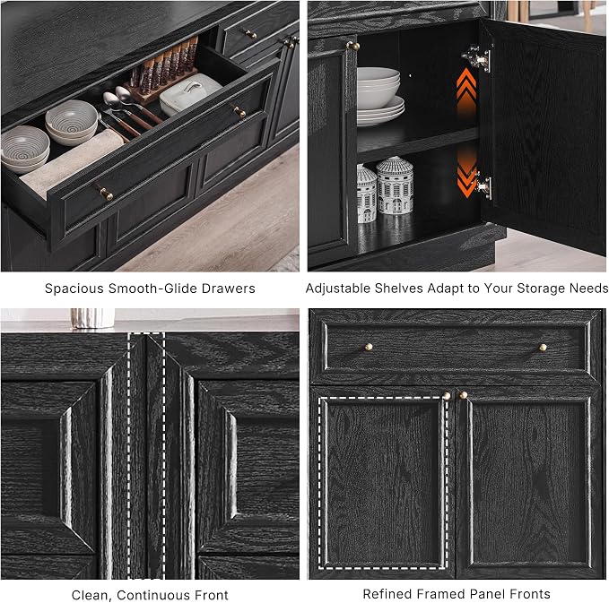 ACCOHOHO Modern Farmhouse Buffet Cabinet, 31.5" Sideboard Credenza, Modular - Image 5