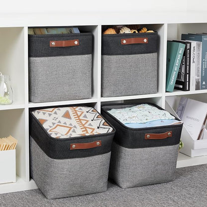 HNZIGE Fabric Cube Storage Baskets Bins Cube Baskets 11x11, Foldable Storage - Image 3