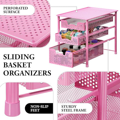 Simple Houseware Stackable 3 Tier Sliding Basket Organizer Drawer - Image 4