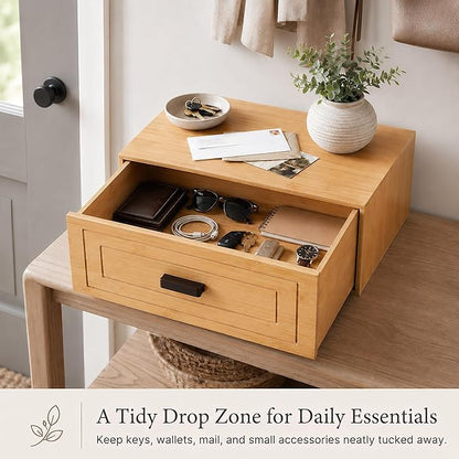 Kingrol Bamboo Storage Drawer, Stackable Single Drawer Organizer - Image 6