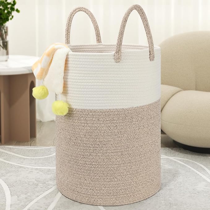 58L Cotton Rope Laundry Basket, Woven Storage Basket by Eblog