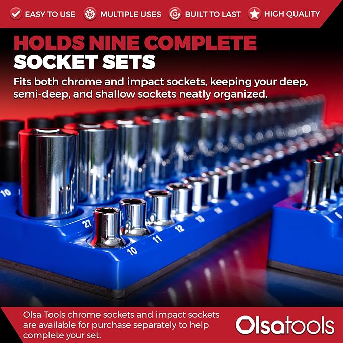 Olsa Tools 3-Row Magnetic Socket Organizer - Image 3