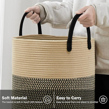 YOUDENOVA Woven Rope Laundry Hamper Basket, 58L Tall Laundry Basket - Image 3