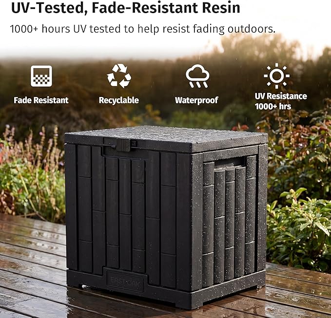 EAST OAK 31 Gallon Outdoor Storage Box, Waterproof Deck UV-Resistant Resin Bin - Image 5