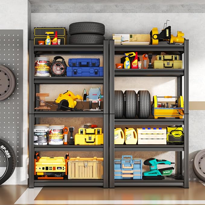 Storage Shelves, Garage Metal Shelving Unit, Adjustable, Double-Layer Column - Image 4