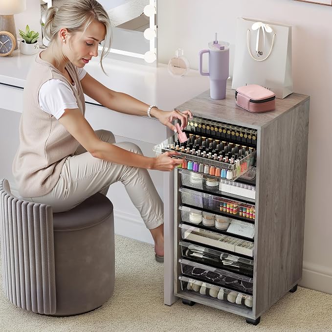 WOPITUES Storage Drawer Cart, Mobile Storage Cabinet, Makeup Storage - Image 7