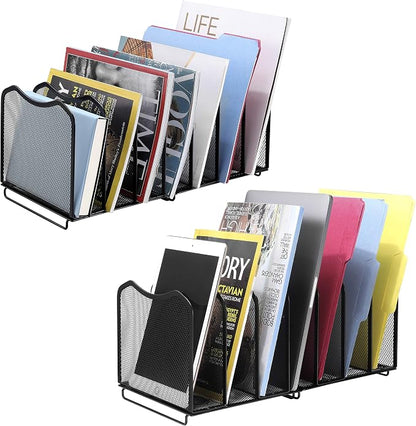 Simple Trending 2 Pack Mesh Desktop File Sorter Organizer, 7-Section Bookshelf - Image 2