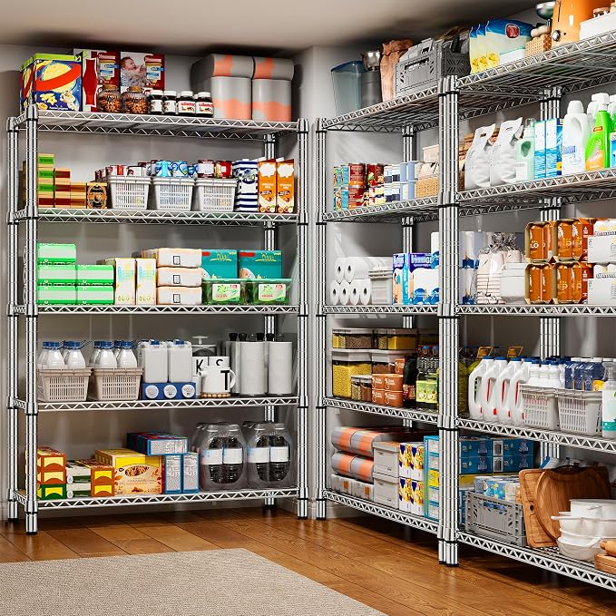 REIBII 5 Tier Metal Shelving Storage Shelves, Wire Shelves Pantry Shelves - Image 5