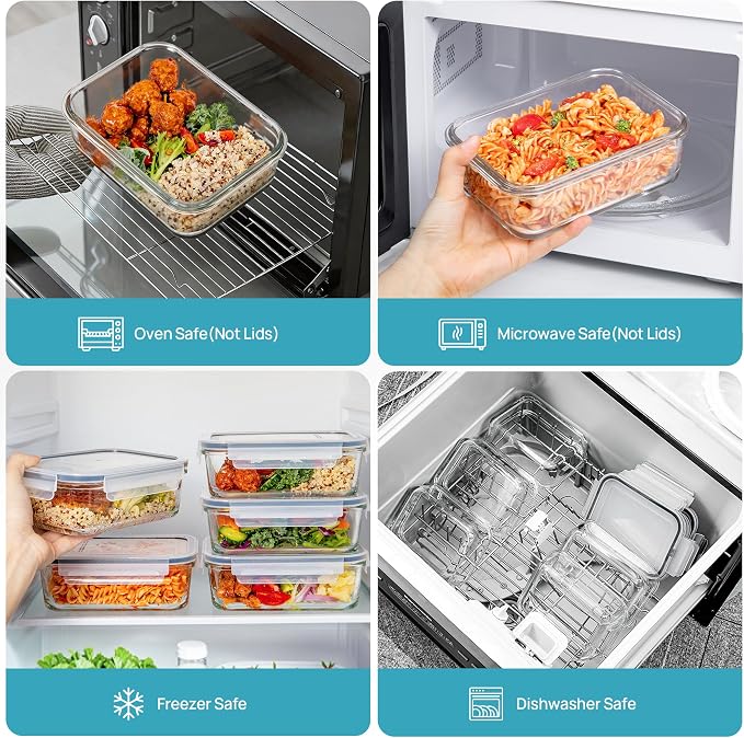 Vtopmart 5Pack 30oz Glass Storage Containers - Image 7