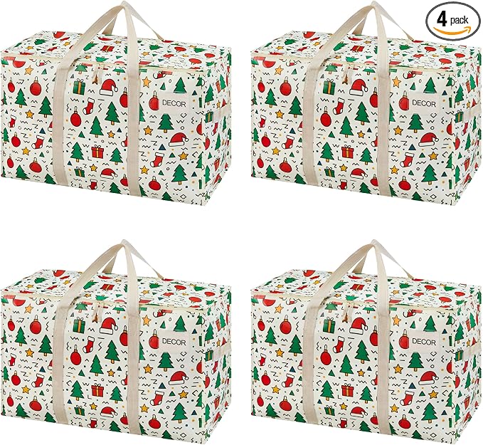 VENO 4 Pack Moving Bags and Large Christmas Storage Bins by Veno