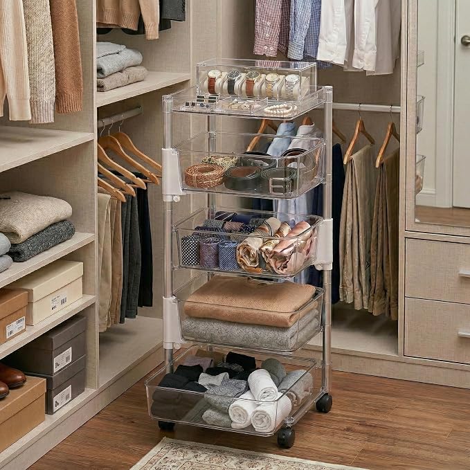 OnDisplay 360° Rotating Clear Storage Trolley – Multi-Tier Rolling Acrylic - Image 6