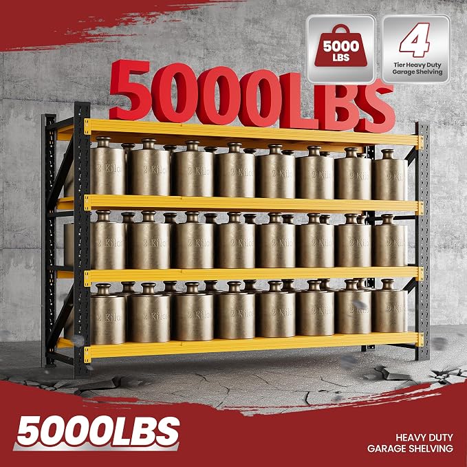 Storage Shelves, Garage Shelving Heavy Duty, Standing Shelf Units, 4 Tier Metal - Image 9