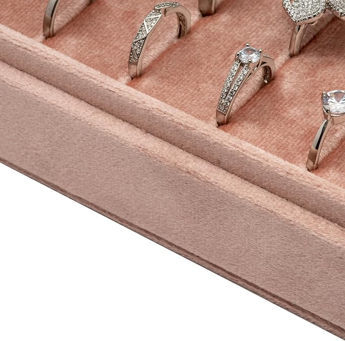 Velvet Ring Organizer Display Tray Jewelry Box Earring Holder Case - Image 3