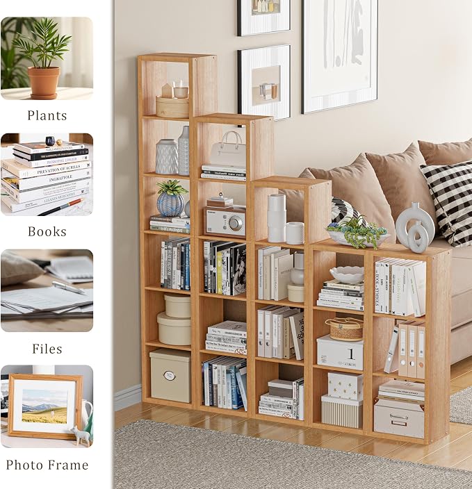 Cube Storage Organizer Bookcase, 3 Tier Decorative 11 inch Open Back Cubical - Image 7