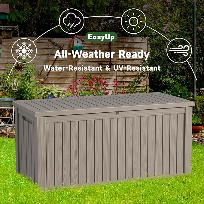 EasyUp 200 Gallon Outdoor Storage Box Waterproof, Lockable Resin Deck Box UV - Image 3