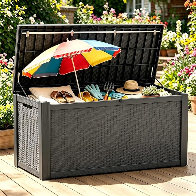 328 Gallon Waterproof Outdoor Storage Box, Heavy Duty Resin Deck Box Lockable - Image 10