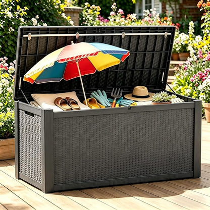 328 Gallon Waterproof Outdoor Storage Box, Heavy Duty Resin Deck Box Lockable - Image 10