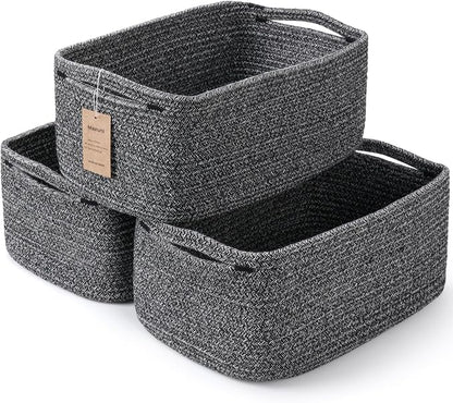 3-Pack Shelf Baskets for Organizing, Closet Organizer Bins, Small Woven Baskets by MaxuniTechLife