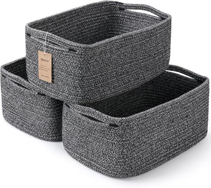 3-Pack Storage Baskets for Organizing | Woven Shelf Toy Basket | Rope Baskets by MaxuniTechLife