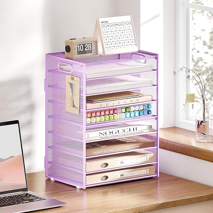 SUBEKYU 9 Tier Paper Letter Tray Desk Organizer - Image 5