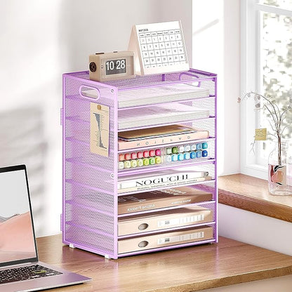 SUBEKYU 9 Tier Paper Letter Tray Desk Organizer - Image 5