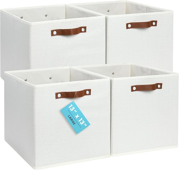 OrganiHaus 13" x 13" x 13" Cube Fabric Storage Bins Set of 4, Canvas Storage by OrganiHaus