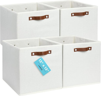 OrganiHaus 13" x 13" x 13" Cube Fabric Storage Bins Set of 4, Canvas Storage by OrganiHaus